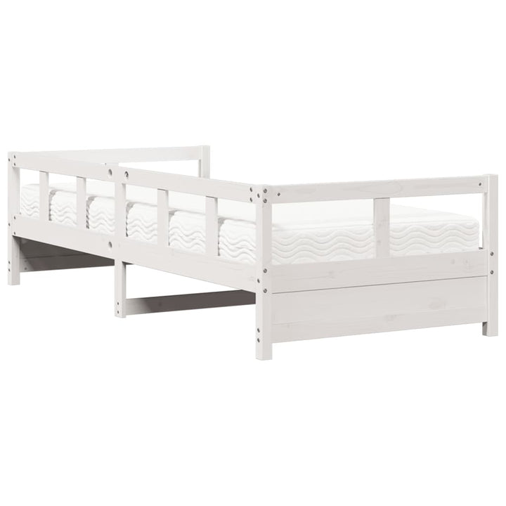 daybed med madras 90x200 cm massivt fyrretræ hvid