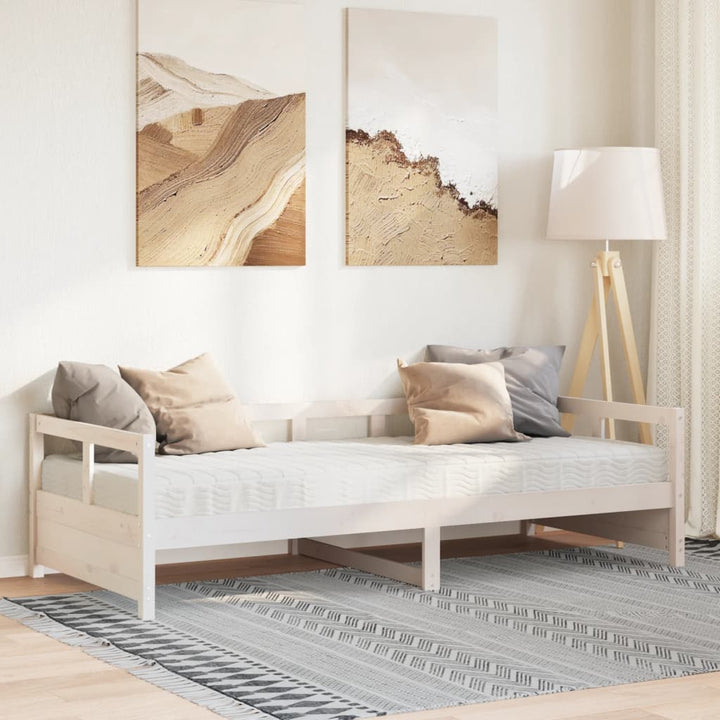 daybed med madras 90x200 cm massivt fyrretræ hvid
