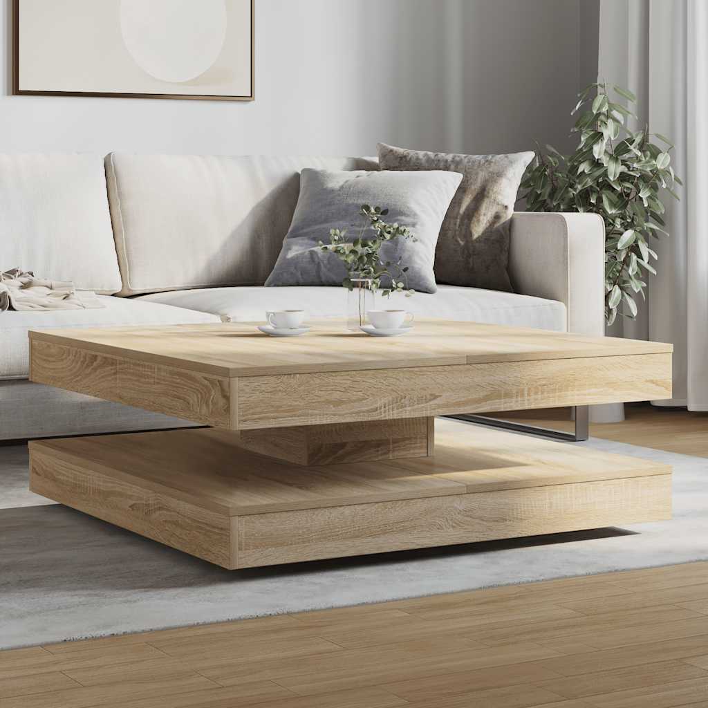 sofabord 360 grader drejeligt 90x90x34,5 cm sonoma-eg