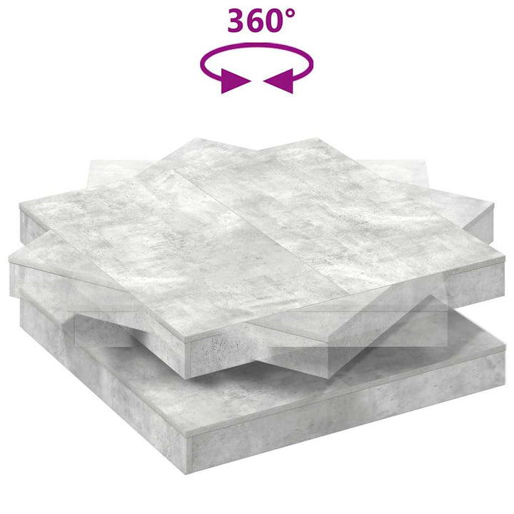 sofabord 360 grader drejeligt 90x90x34,5 cm betongrå
