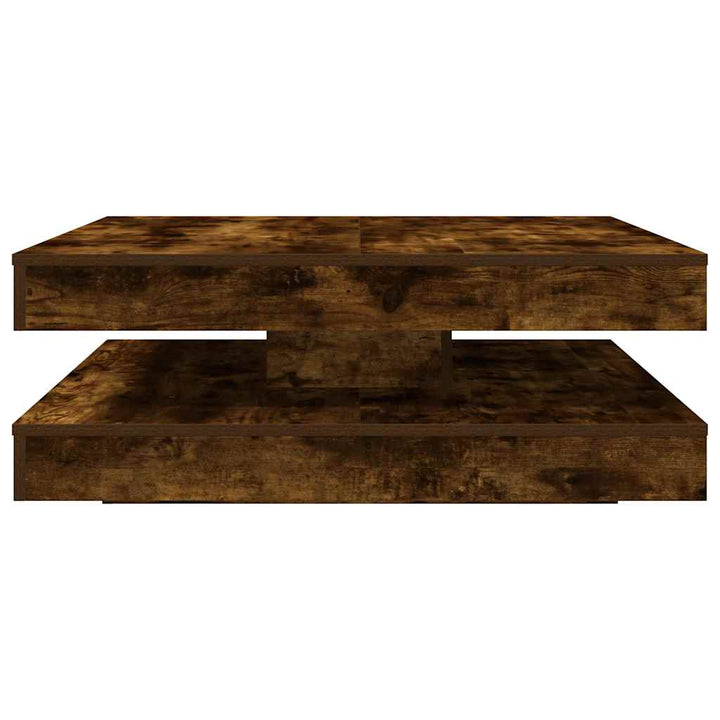 sofabord 360 grader drejeligt 90x90x34,5 cm røget egetræsfarve