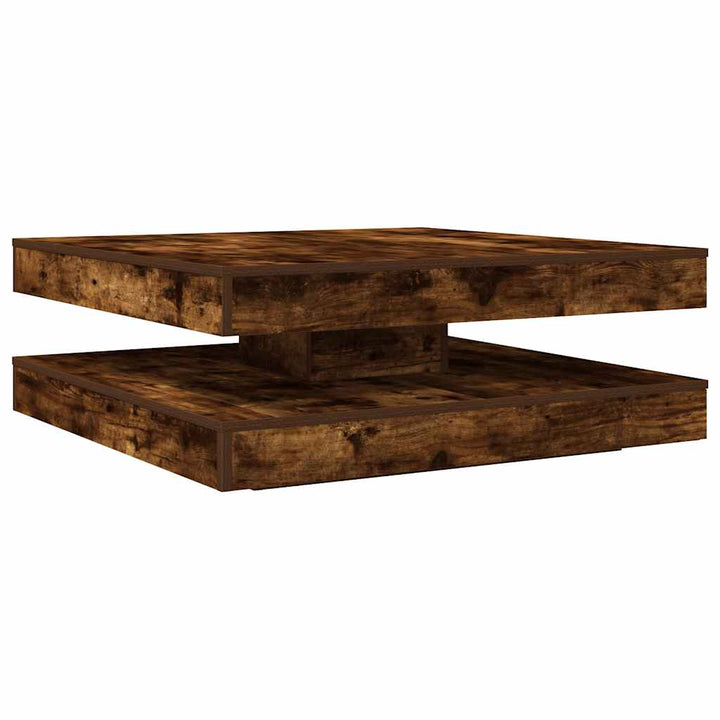 sofabord 360 grader drejeligt 90x90x34,5 cm røget egetræsfarve