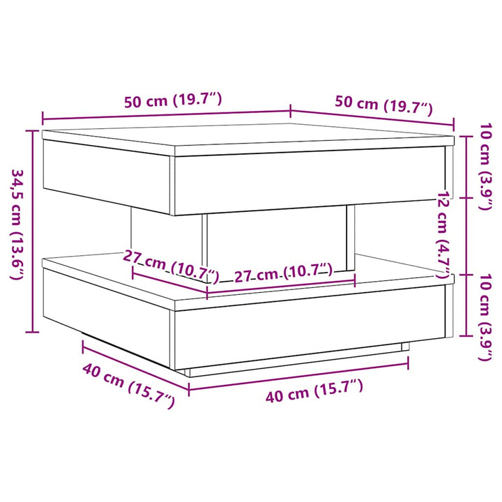 sofabord 360 grader drejeligt 50x50x34,5 cm hvid
