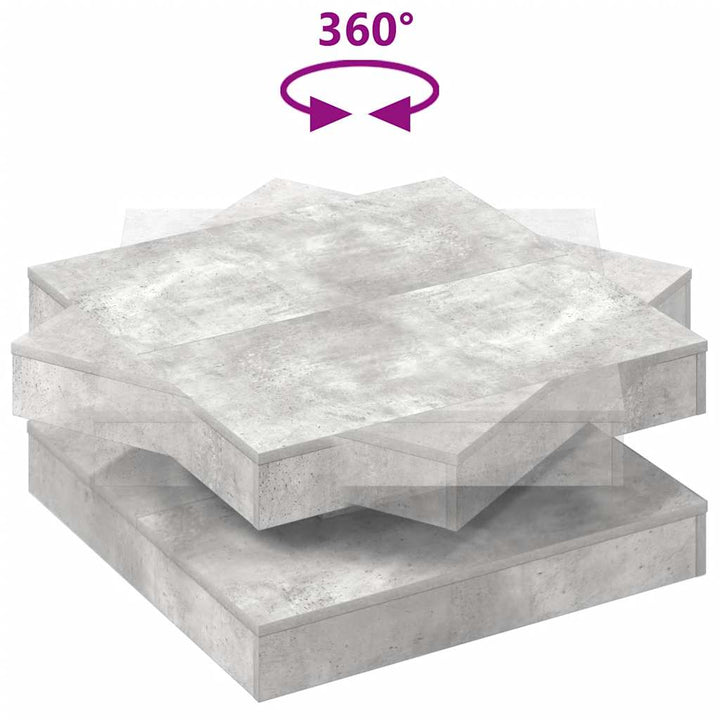 sofabord 360 grader drejeligt 70x70x34,5 cm betongrå