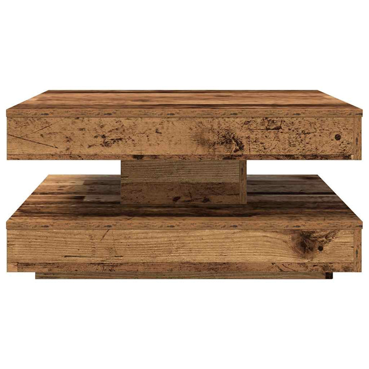 sofabord 360 grader drejeligt 70x70x34,5 cm antikt træ