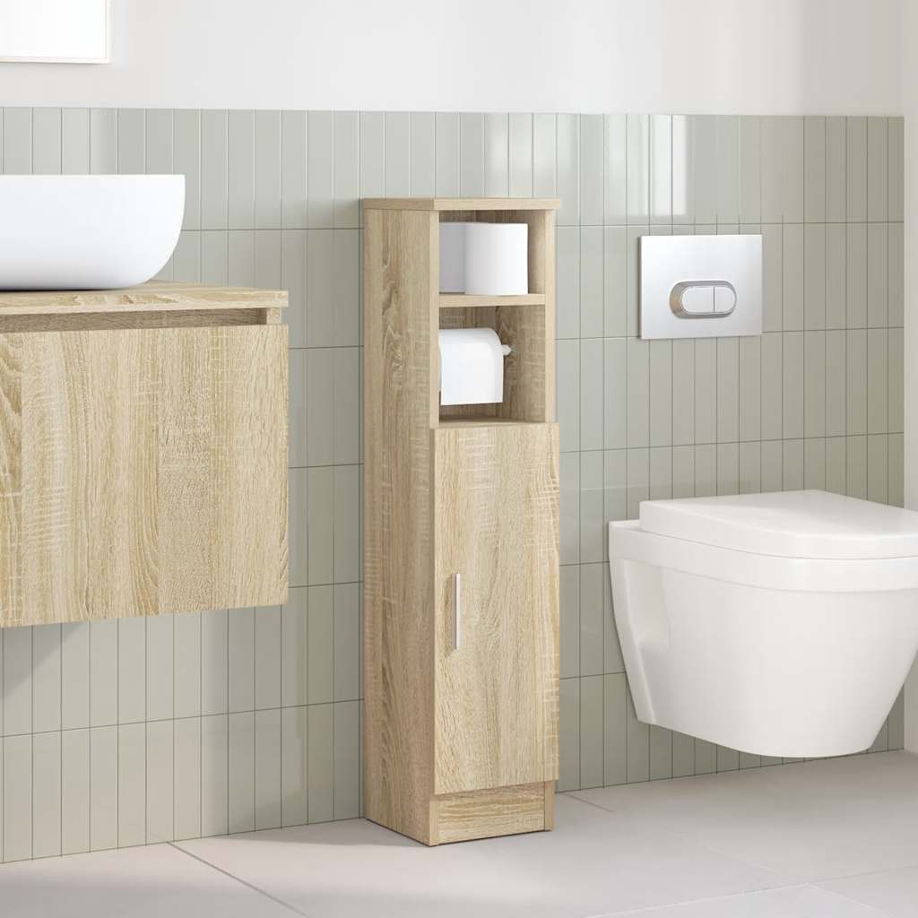 badeværelsesskab med rulleholder 20,5x22x90 cm sonoma-eg