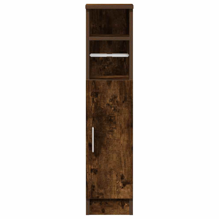 badeværelsesskab med rulleholder 20,5x22x90 cm røget egetræ