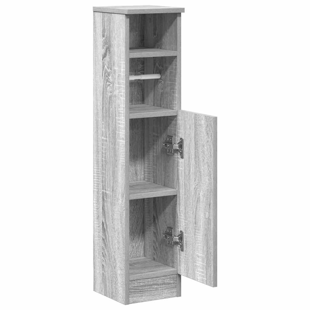 badeværelsesskab med rulleholder 20,5x22x90 cm grå sonoma-eg