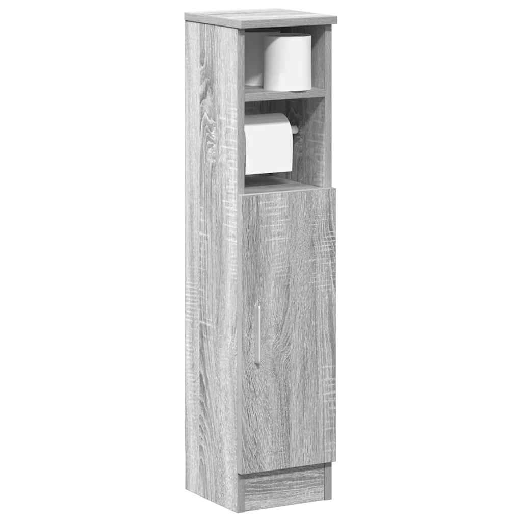 badeværelsesskab med rulleholder 20,5x22x90 cm grå sonoma-eg