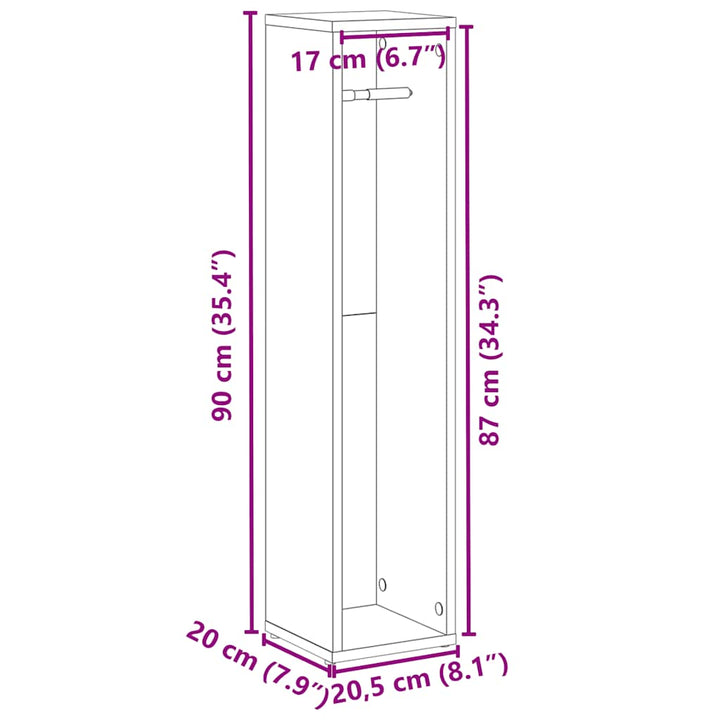 badeværelsesskab med rulleholder 20,5x20x90 cm sort