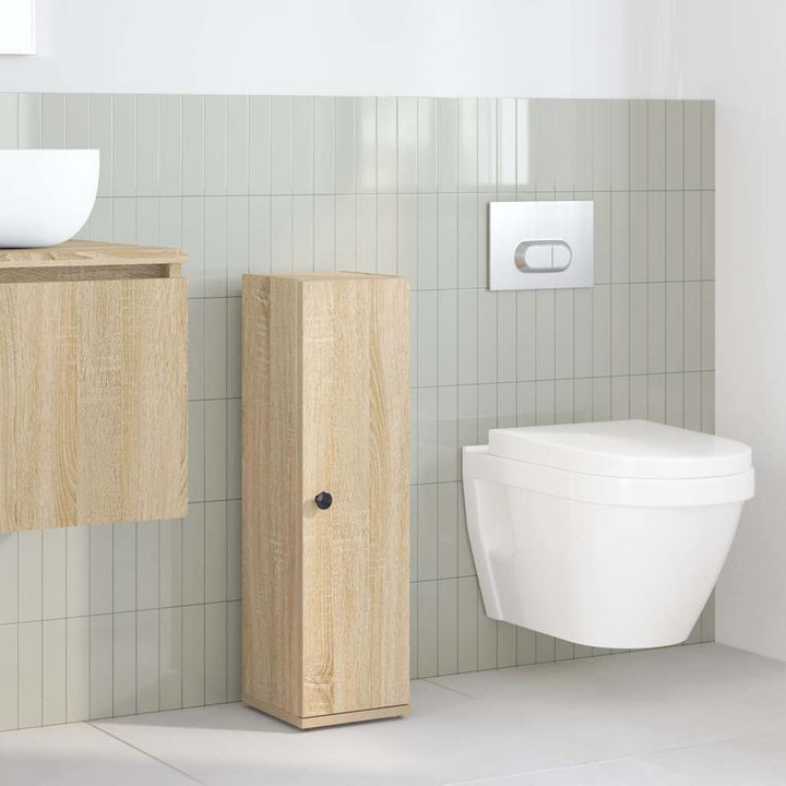 badeværelsesskab med rulleholder 20,5x22x72 cm sonoma-eg