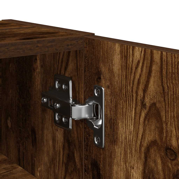 badeværelsesskab med rulleholder 20,5x22x72 cm røget egetræ