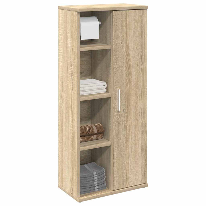 badeværelsesskab med rulleholder 39x22x90 cm sonoma-eg