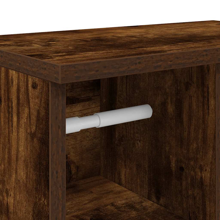 badeværelsesskab med rulleholder 39x22x90 cm røget egetræ