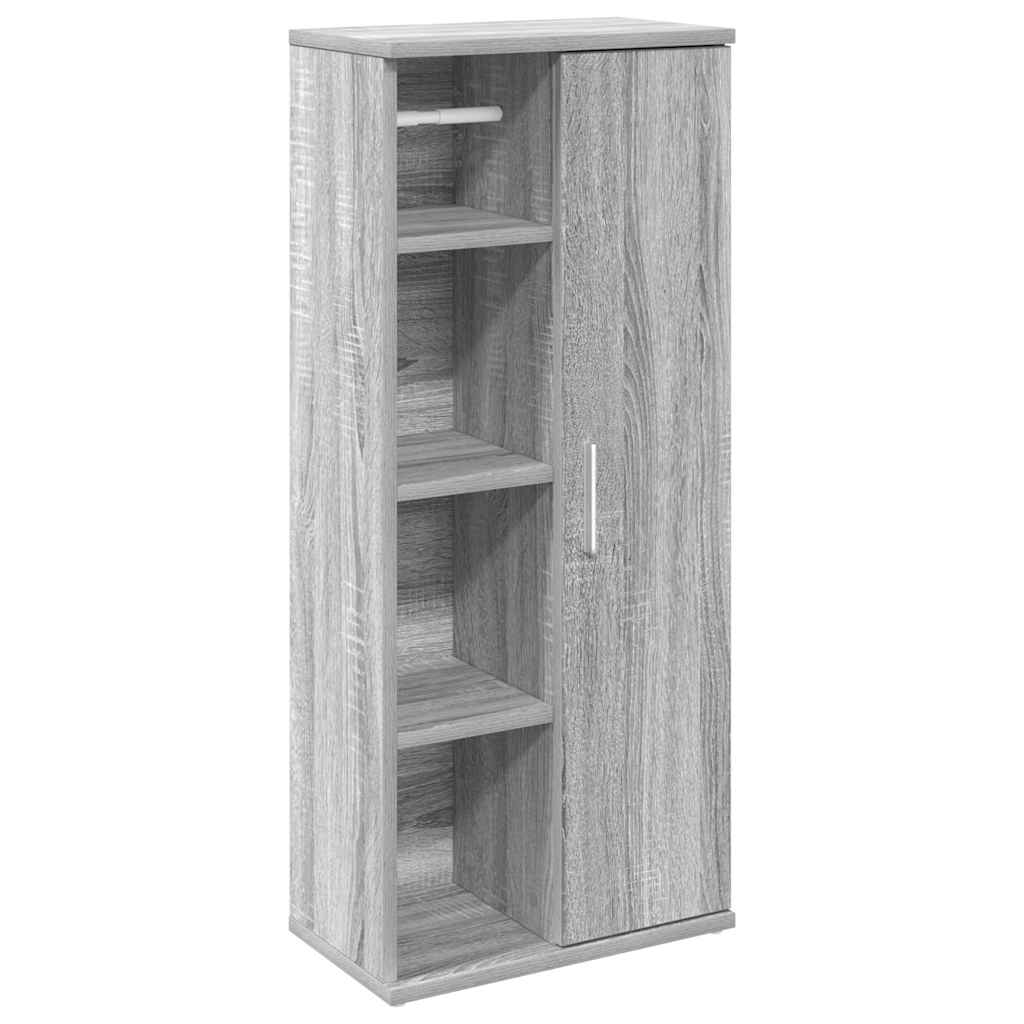 badeværelsesskab med rulleholder 39x22x90 cm grå sonoma-eg