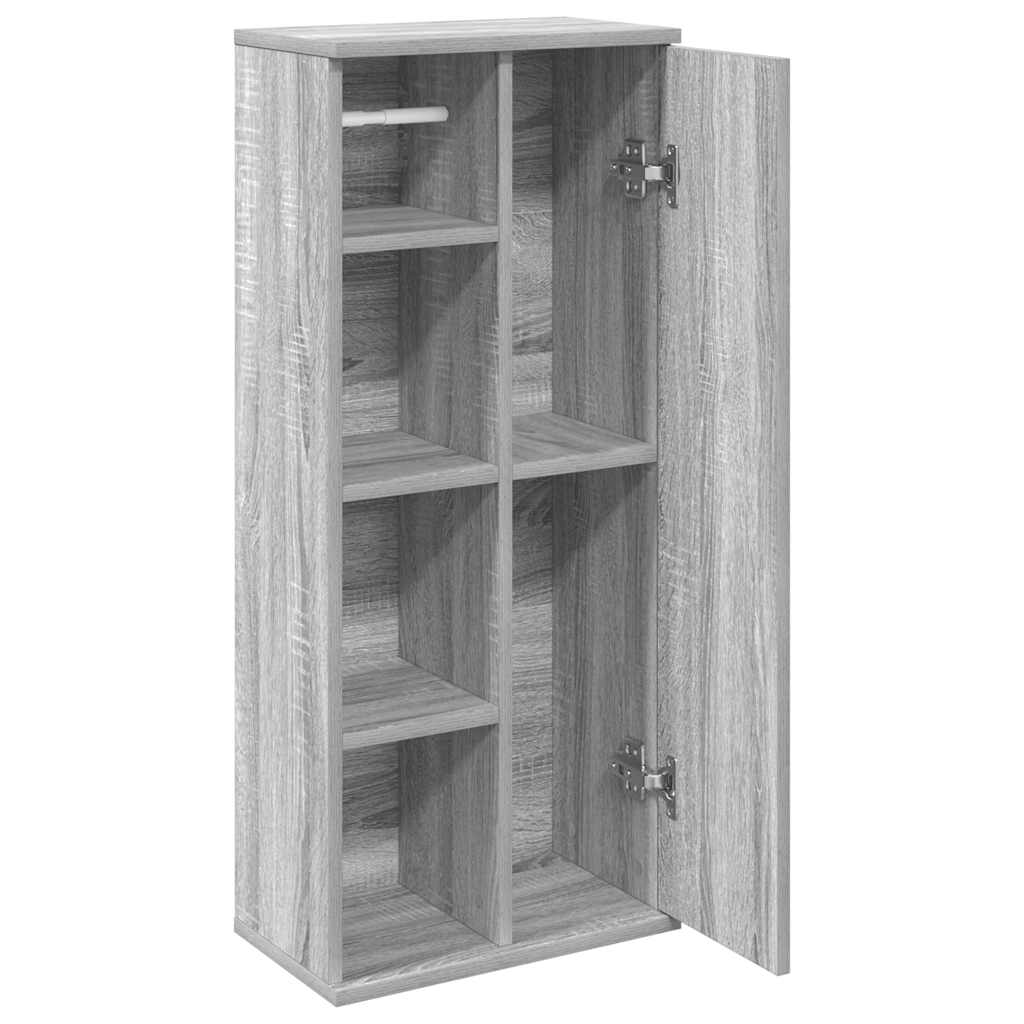 badeværelsesskab med rulleholder 39x22x90 cm grå sonoma-eg