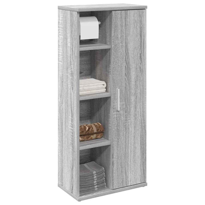 badeværelsesskab med rulleholder 39x22x90 cm grå sonoma-eg