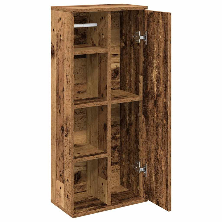 badeværelsesskab med rulleholder 39x22x90 cm antikt træ