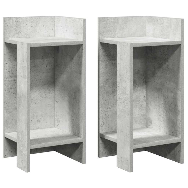 Sideborde 2 stk med reol betongrå 25,5x27x60 cm