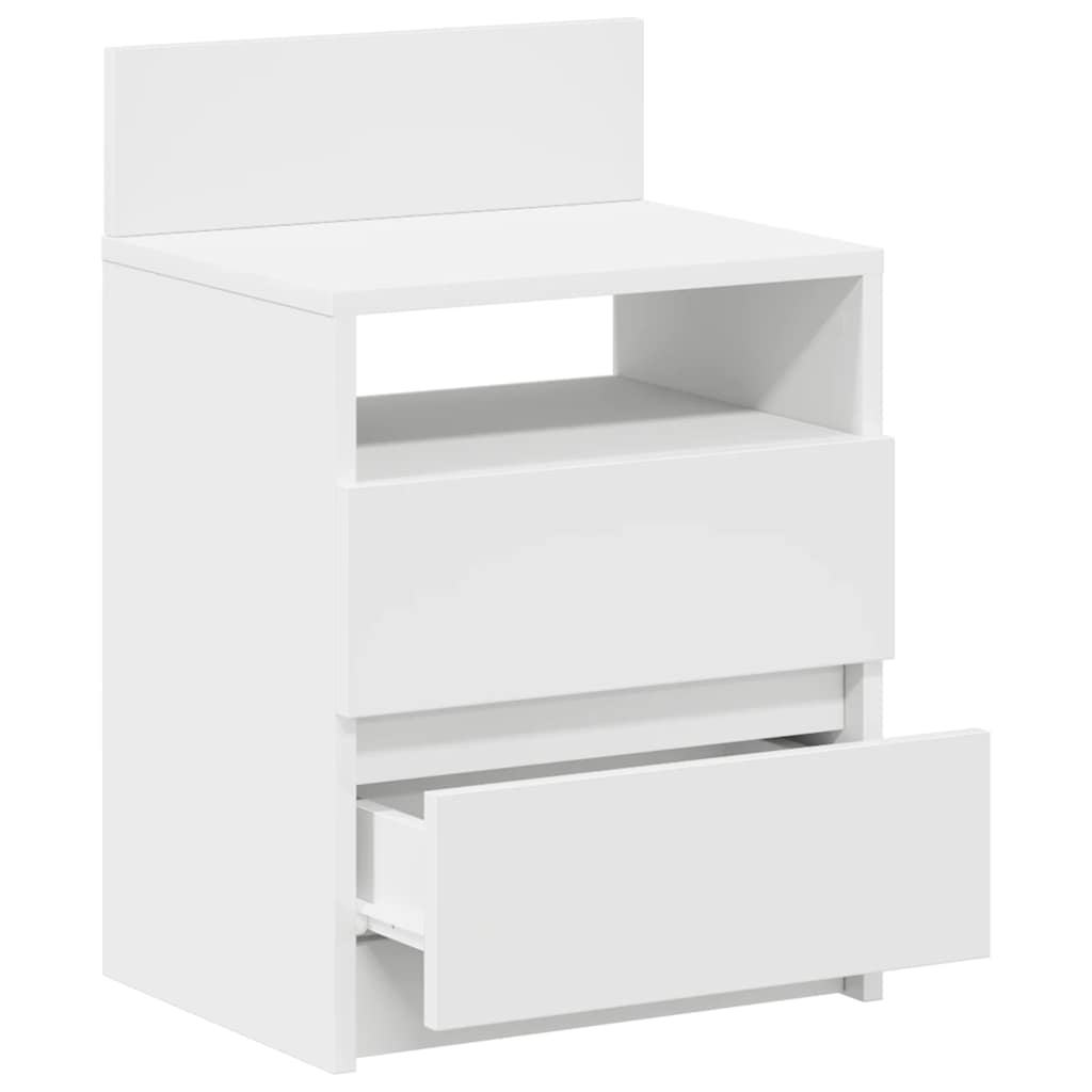 sengeborde 2 stk. med 2 skuffer 40x33x60 cm hvid