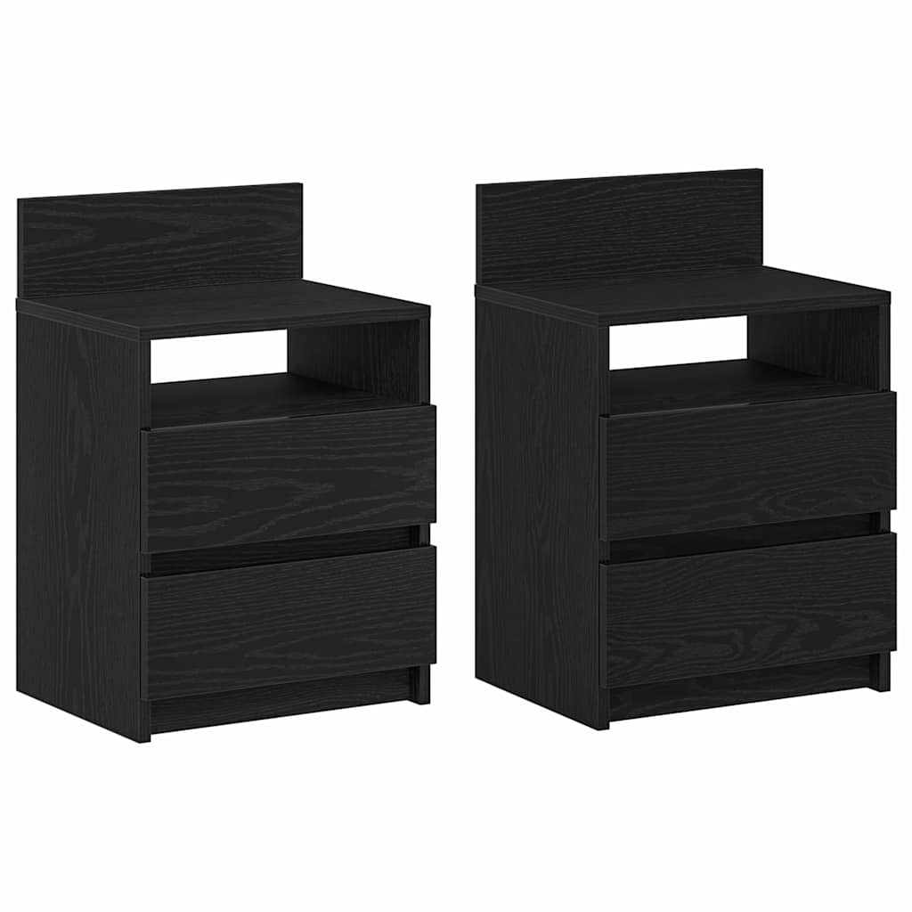 sengeborde 2 stk. med 2 skuffer 40x33x60 cm sort