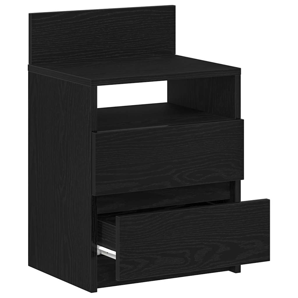 sengeborde 2 stk. med 2 skuffer 40x33x60 cm sort