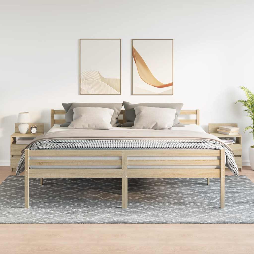 sengeborde 2 stk. med 2 skuffer 40x33x60 cm sonoma-eg