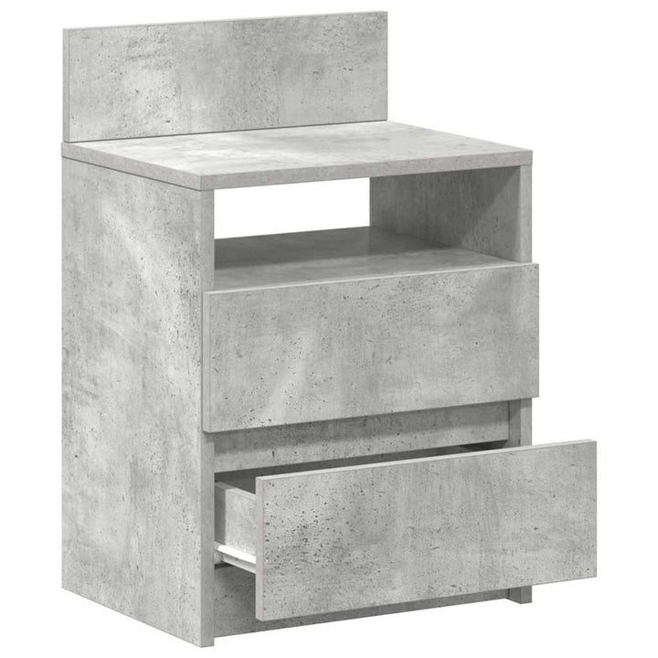 sengebord med 2 skuffer 40x33x60 cm betongrå