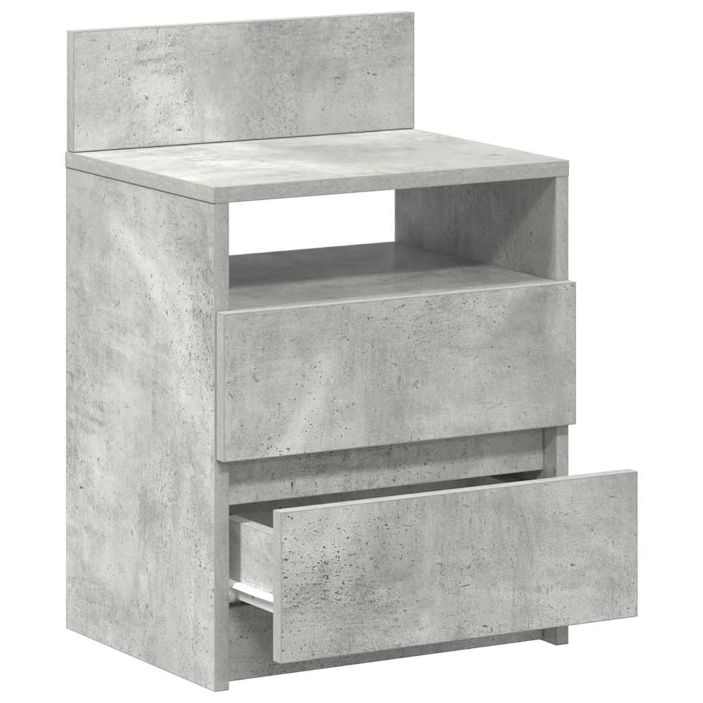sengeborde 2 stk. med 2 skuffer 40x33x60 cm betongrå