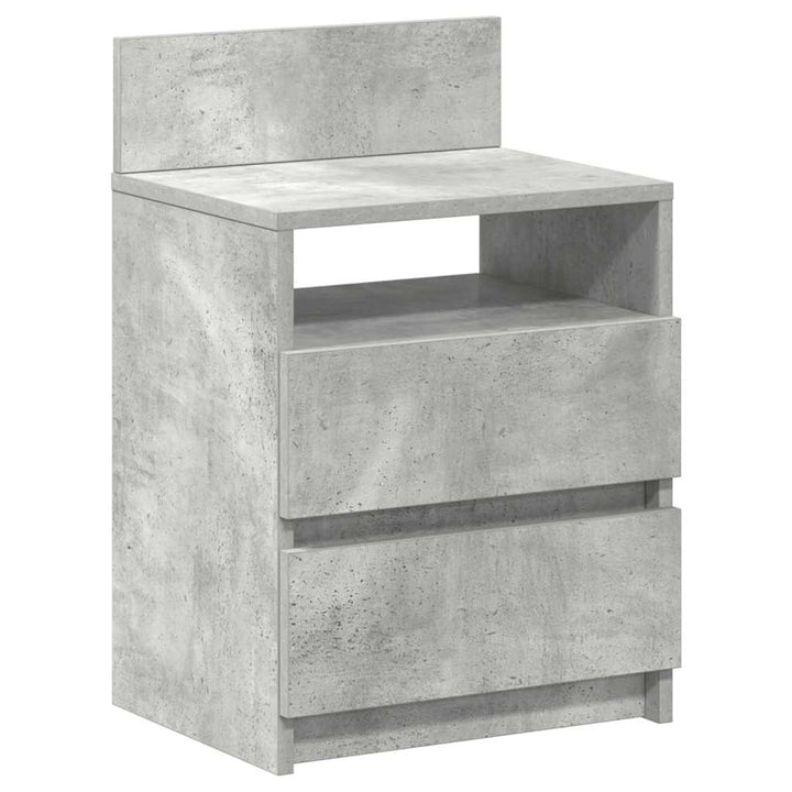 sengeborde 2 stk. med 2 skuffer 40x33x60 cm betongrå