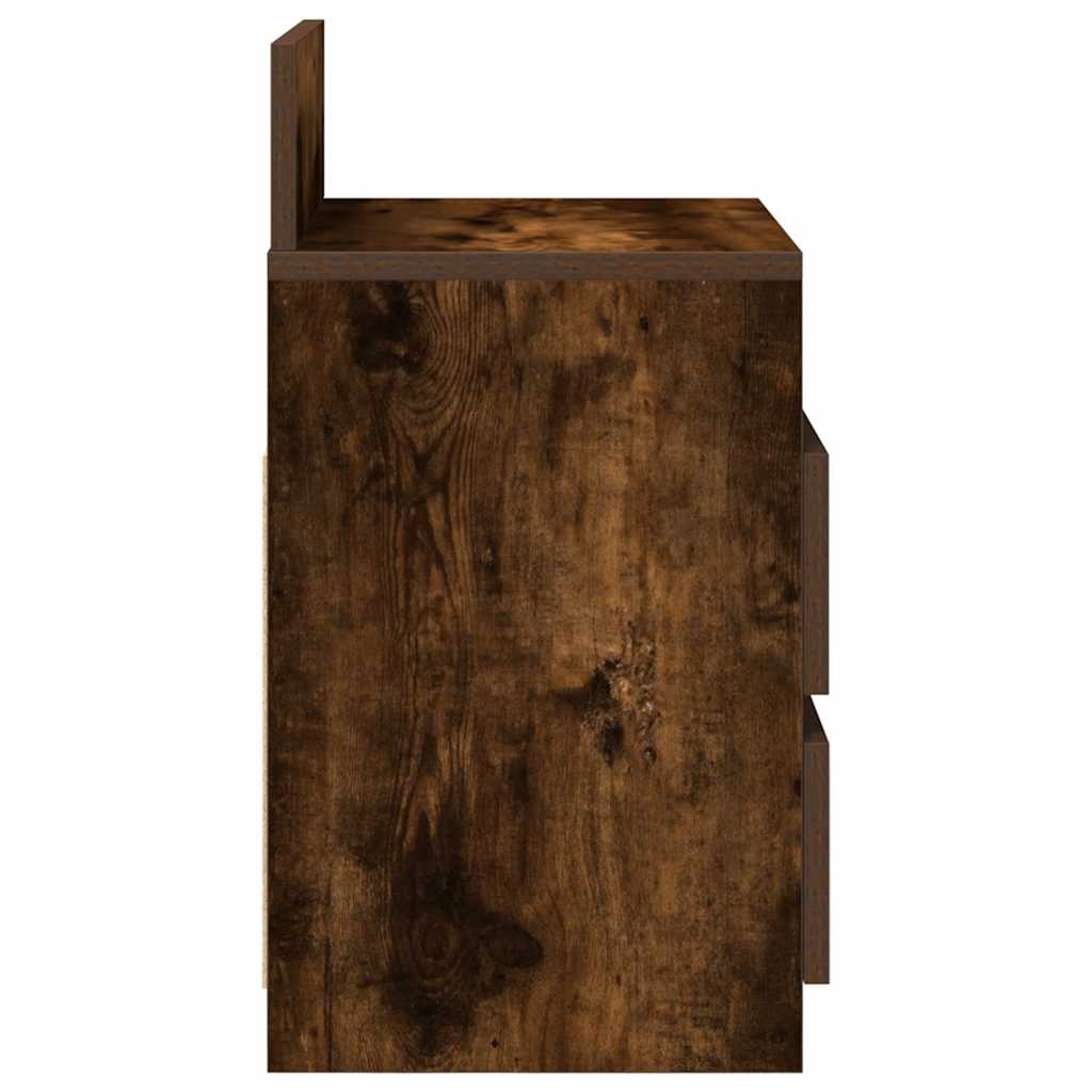 sengeborde 2 stk. med 2 skuffer 40x33x60 cm røget egetræsfarve