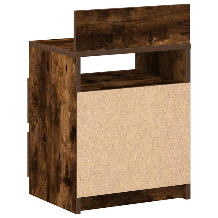 sengeborde 2 stk. med 2 skuffer 40x33x60 cm røget egetræsfarve