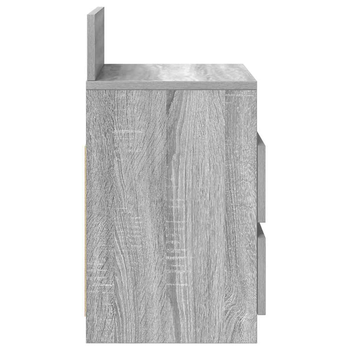sengeborde 2 stk. med 2 skuffer 40x33x60 cm grå sonoma-eg