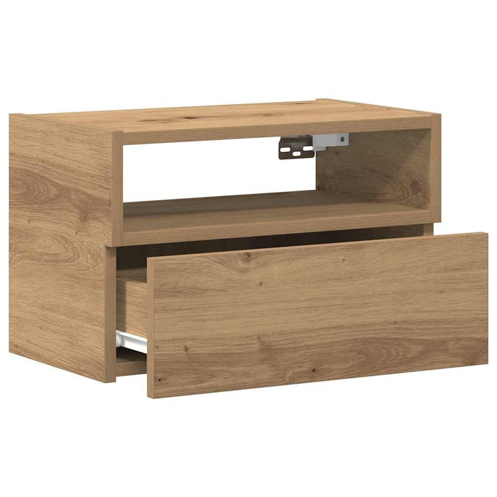 væghængte sengeborde 2 stk. 45x26x28,5 cm egetræsfarve