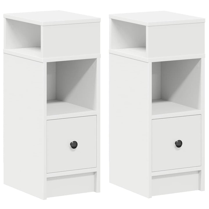 sengeborde 2 stk. med skuffe 25x31x66 cm hvid