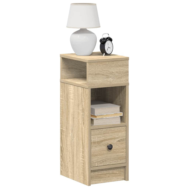 sengebord med skuffe 25x31x66 cm sonoma-eg
