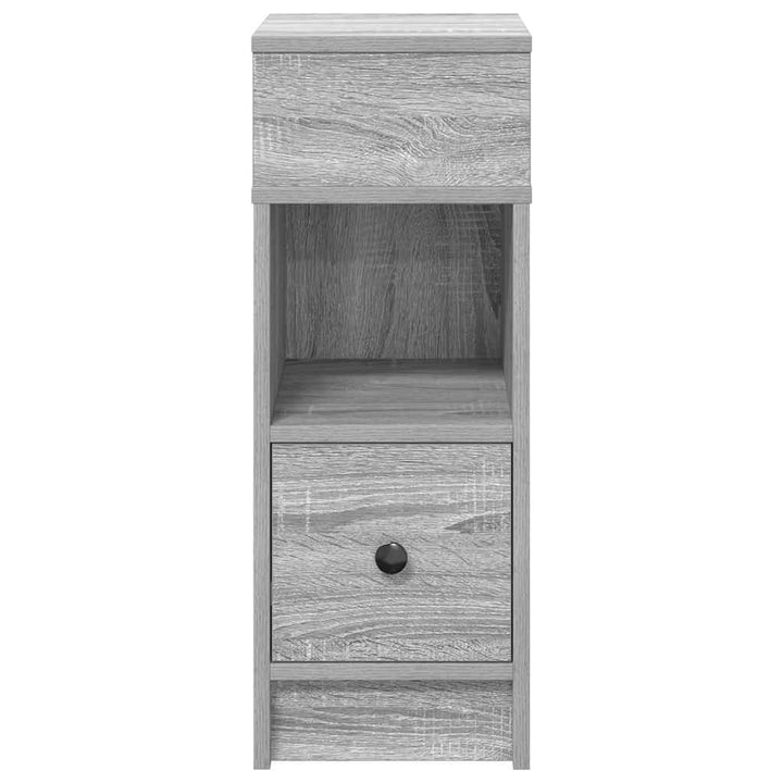 sengeborde 2 stk. med skuffe 25x31x66 cm grå sonoma-eg
