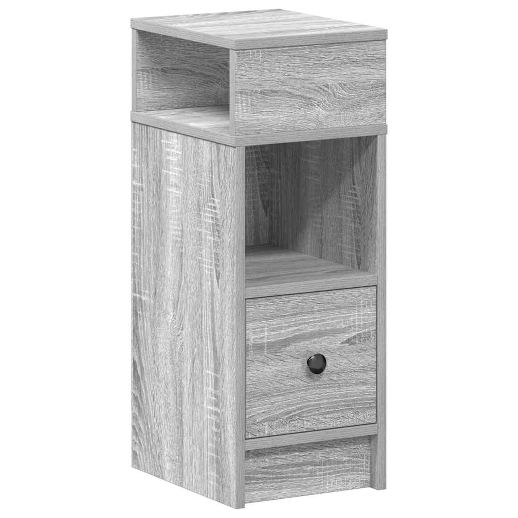 sengeborde 2 stk. med skuffe 25x31x66 cm grå sonoma-eg
