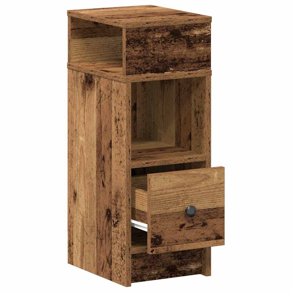 sengebord med skuffe 25x31x66 cm antikt træ