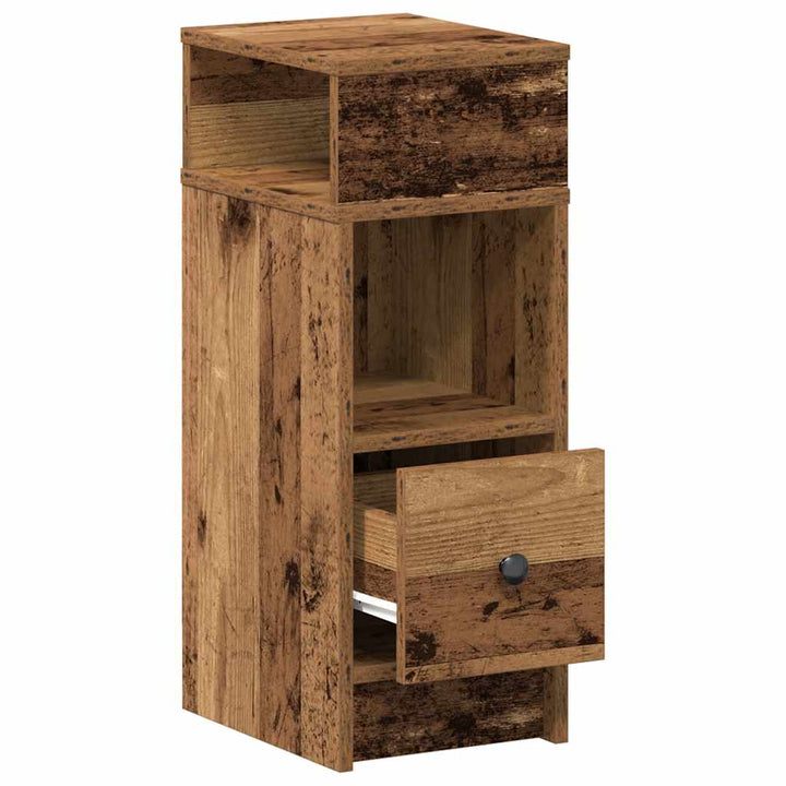 sengeborde 2 stk. med skuffe 25x31x66 cm antikt træ