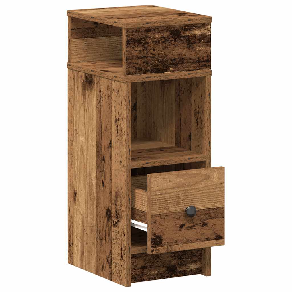 sengeborde 2 stk. med skuffe 25x31x66 cm antikt træ