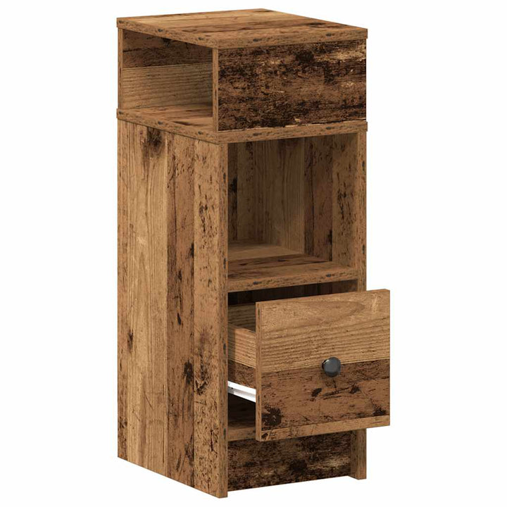 sengeborde 2 stk. med skuffe 25x31x66 cm antikt træ