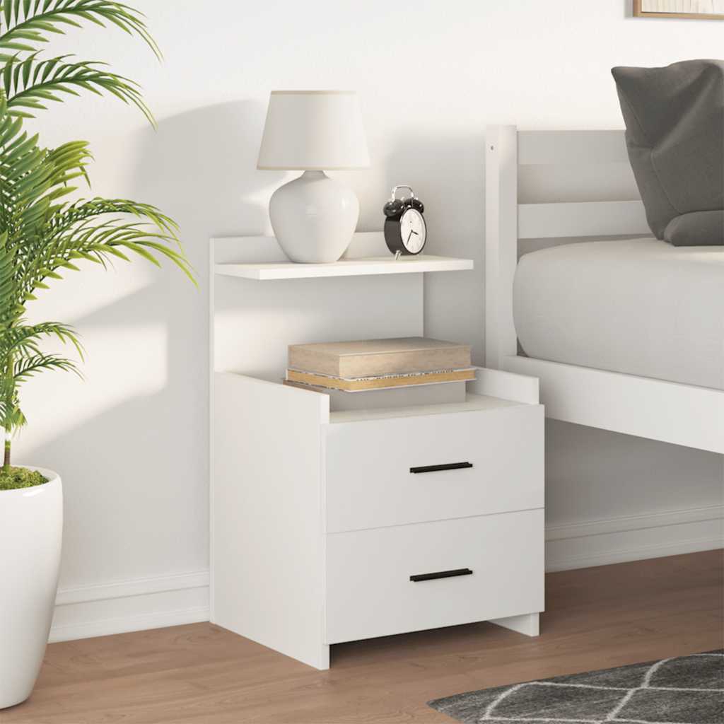 sengebord med 2 skuffer 40x36,5x62 cm hvid