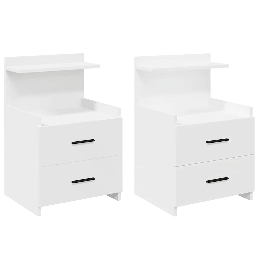 sengeborde 2 stk. med 2 skuffer hvide 40x36,5x62 cm
