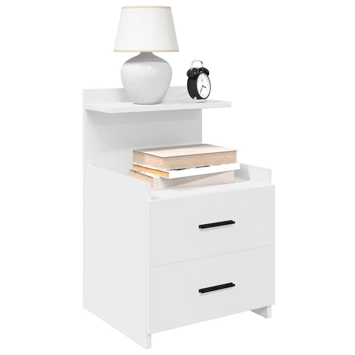 sengeborde 2 stk. med 2 skuffer hvide 40x36,5x62 cm