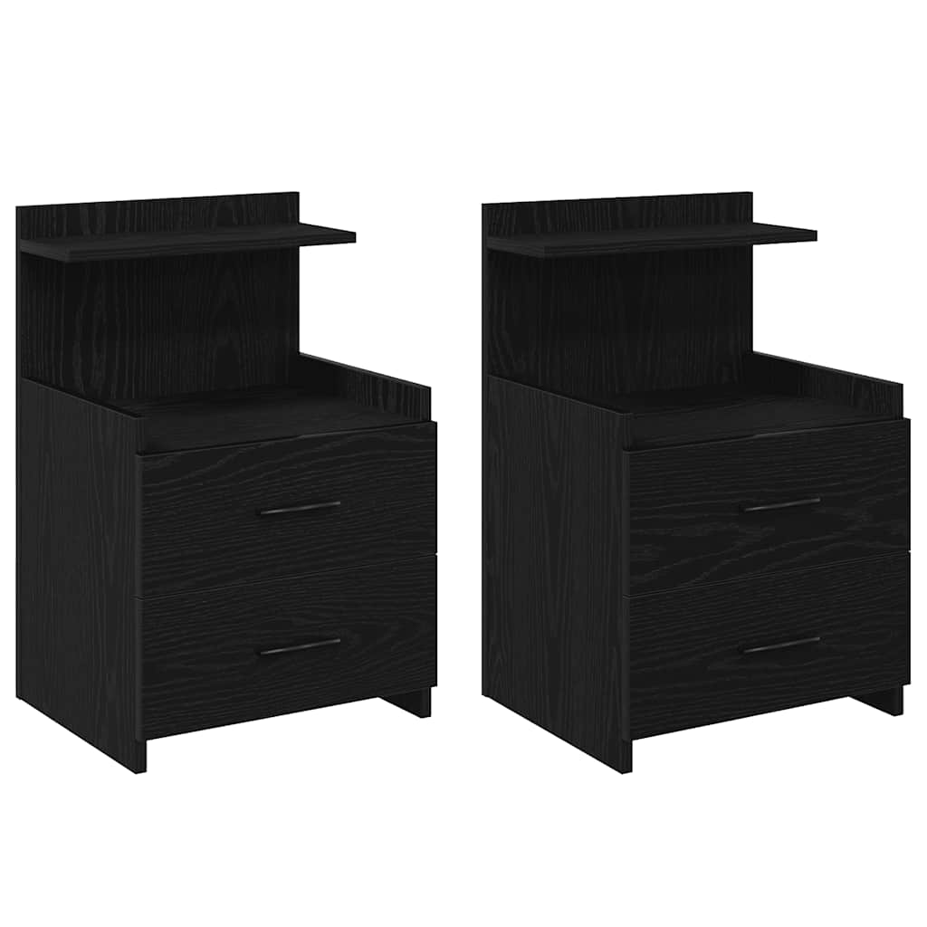 sengeborde 2 stk. med 2 skuffer sort 40x36,5x62 cm