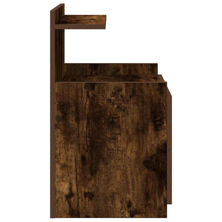 sengebord med 2 skuffer røget eg 40x36,5x62 cm
