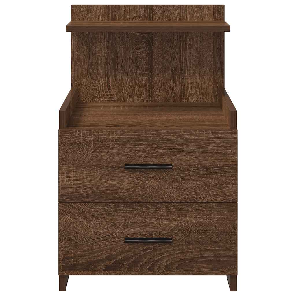 sengeborde 2 stk. med 2 skuffer brun eg 40x36,5x62 cm