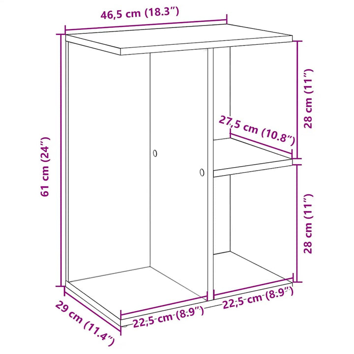 sengebord 46,5x29x61 cm konstrueret træ hvid