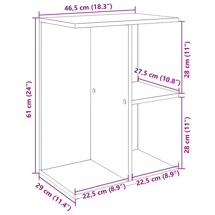 sengebord 46,5x29x61 cm konstrueret træ sort-eg